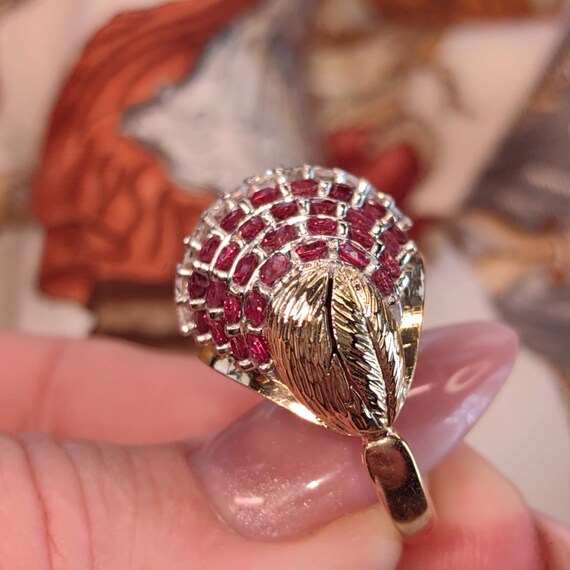 Art Deco 1930s  Natural Raspberry Red Ruby and Di… - image 9