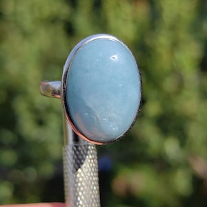 Vintage Solid Silver Aquamarine Ring Minimalist Geometric Design Statement Ring