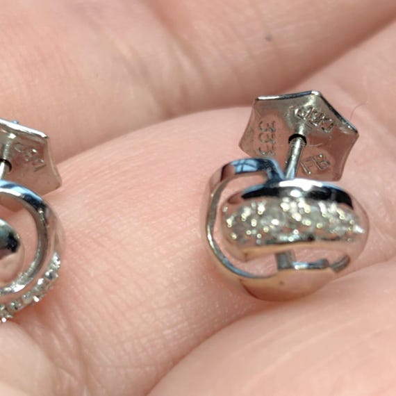 Diamond Solid 8k White Gold Round Stud Geometric … - image 3