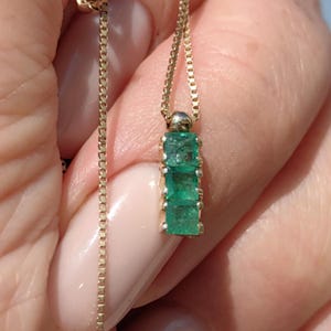 Emerald Gold Princess Cut Solid Hallmarked 14k Yellow Gold Pendant Necklace Antique Vintage Necklace Gift for her