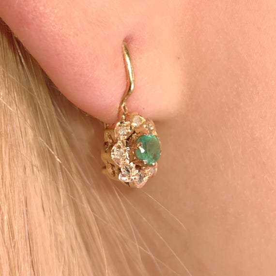 Diamond Natural Emerald Solid 14k Hallmarked Yell… - image 7