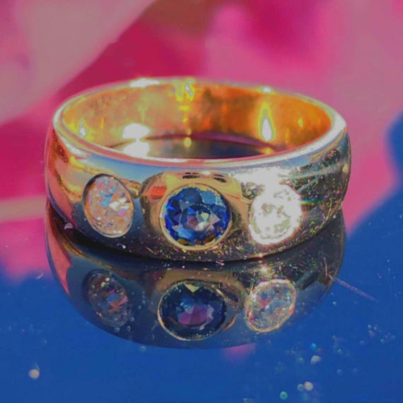 Diamond and Sapphire Bezel Setting Solid 14k Yellow … - Gem