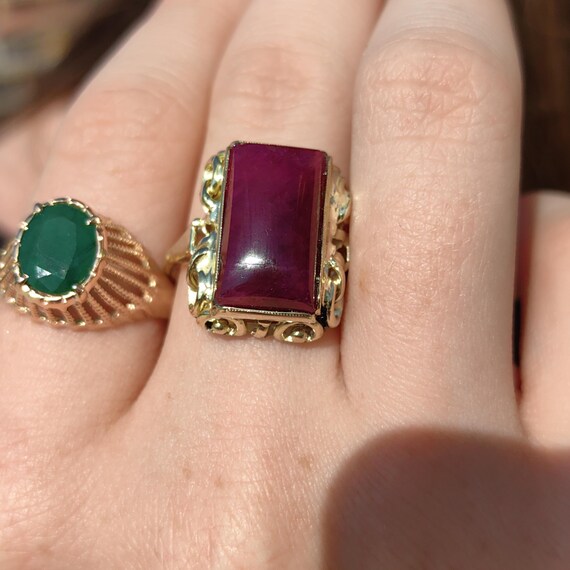 Vintage Art Deco Natural Opaque Red Ruby Elegant … - image 9