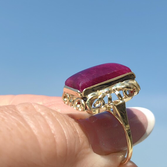 Vintage Art Deco Natural Opaque Red Ruby Elegant … - image 7