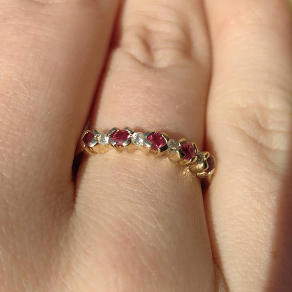 Mid Century Ruby Diamond  Solid Yellow Gold Daint… - image 12