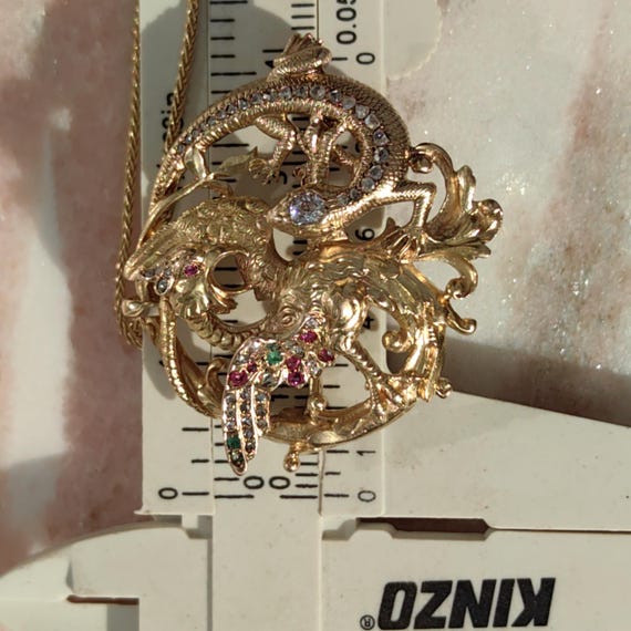 Diamond Emerald Ruby Solid 18k Yellow Gold Griffi… - image 10