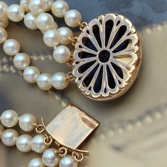 1930s Art Deco Antique Vintage Pearl Onyx Solid 1… - image 8