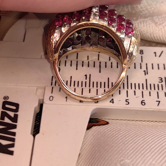 Art Deco 1930s  Natural Raspberry Red Ruby and Di… - image 6