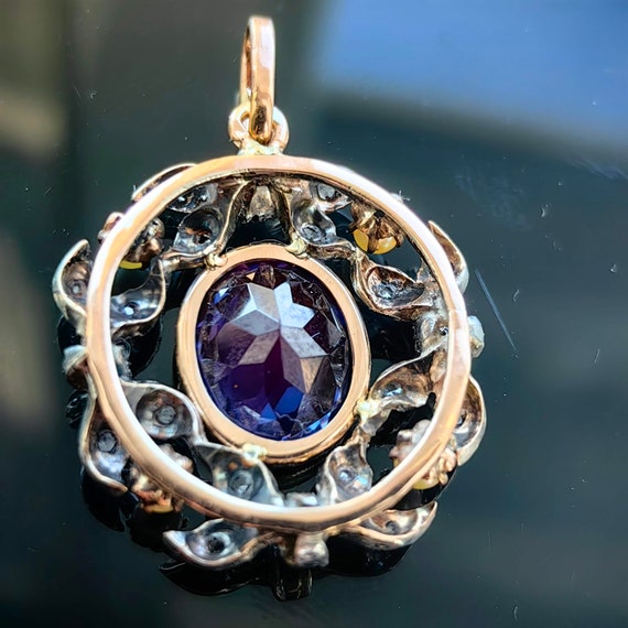 Art Nouveau 1900s Amethyst Rose Diamond Diamond a… - image 6