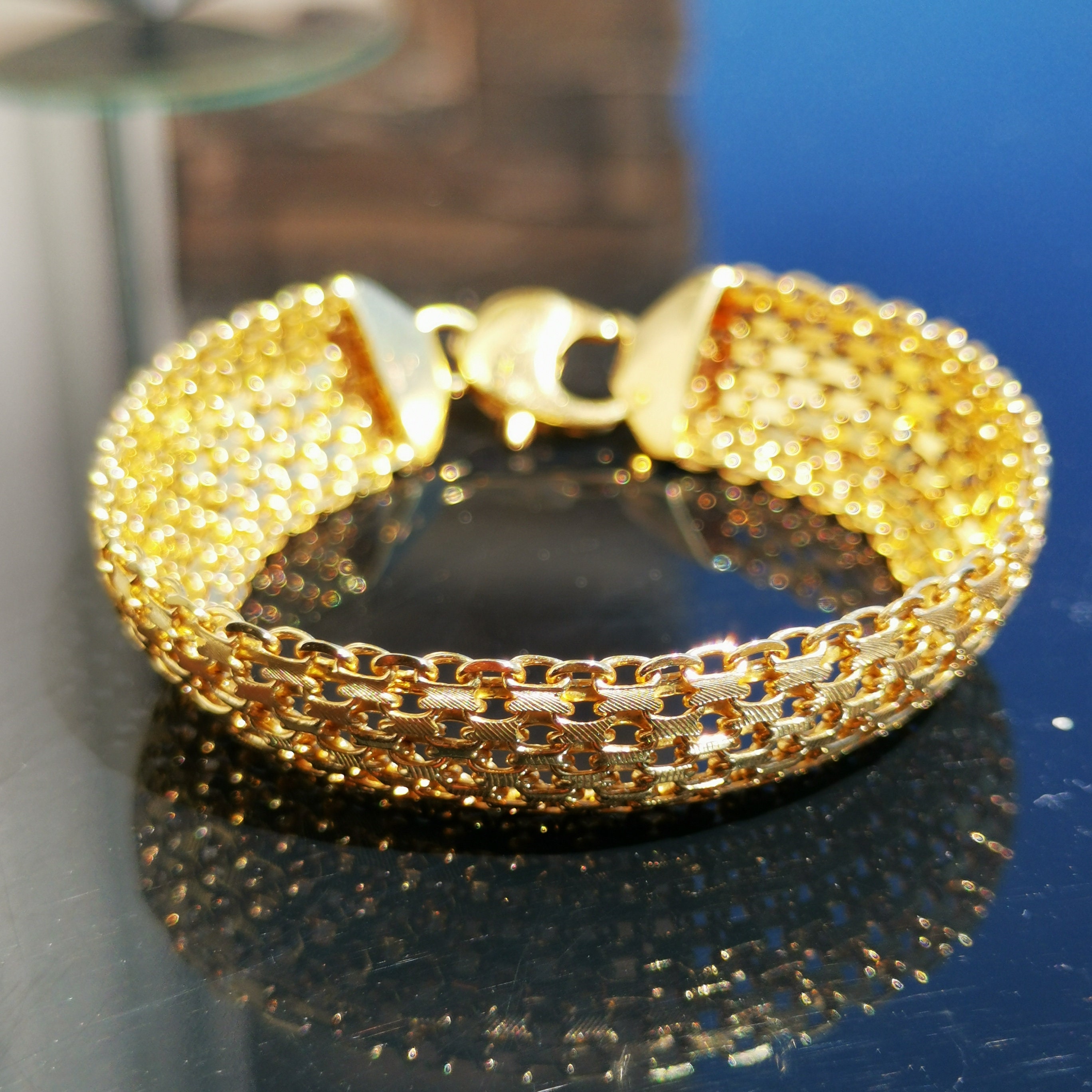 Vintage 1960s Italy 14k Solid Yellow Gold Wide Handmade Thick