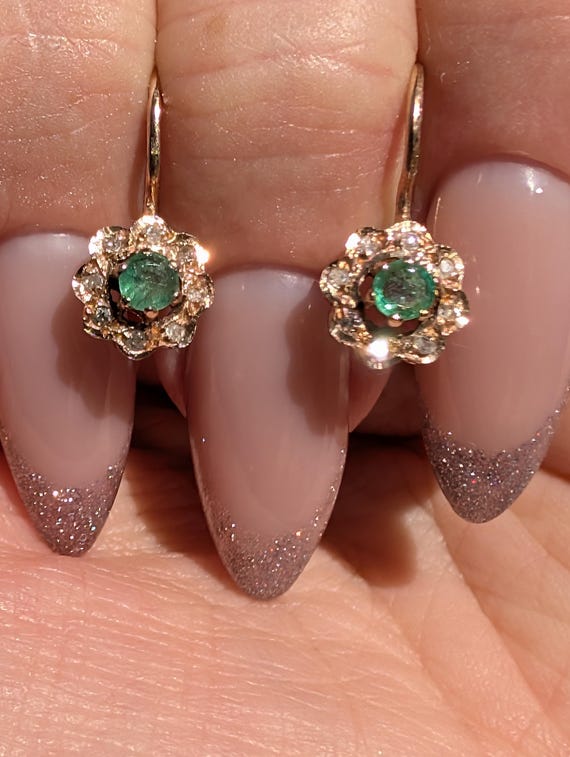 Diamond Natural Emerald Solid 14k Hallmarked Yell… - image 8