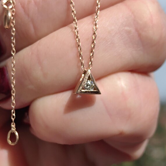 Solitaire Diamond Solid 14k Yellow Gold Vintage G… - image 11