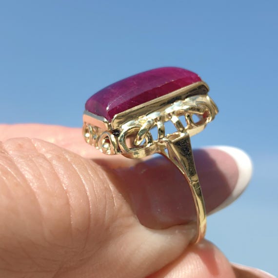 Vintage Art Deco Natural Opaque Red Ruby Elegant … - image 3