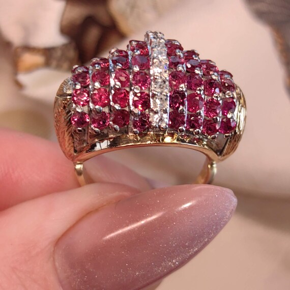 Art Deco 1930s  Natural Raspberry Red Ruby and Di… - image 13