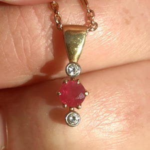 Ruby and Diamond Solid 14k Yellow Gold  Handmade Antique Vintage Pendant Charm