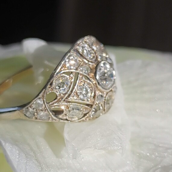 Art Deco Edwardian Diamond Gold Engagement Ring Gem
