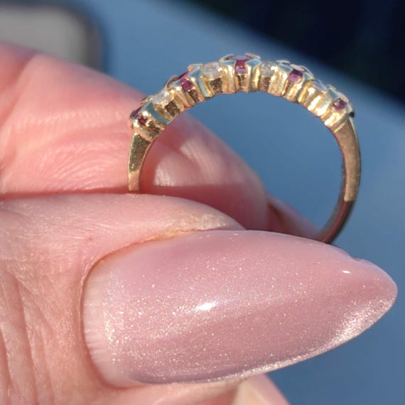 Mid Century Ruby Diamond  Solid Yellow Gold Daint… - image 8