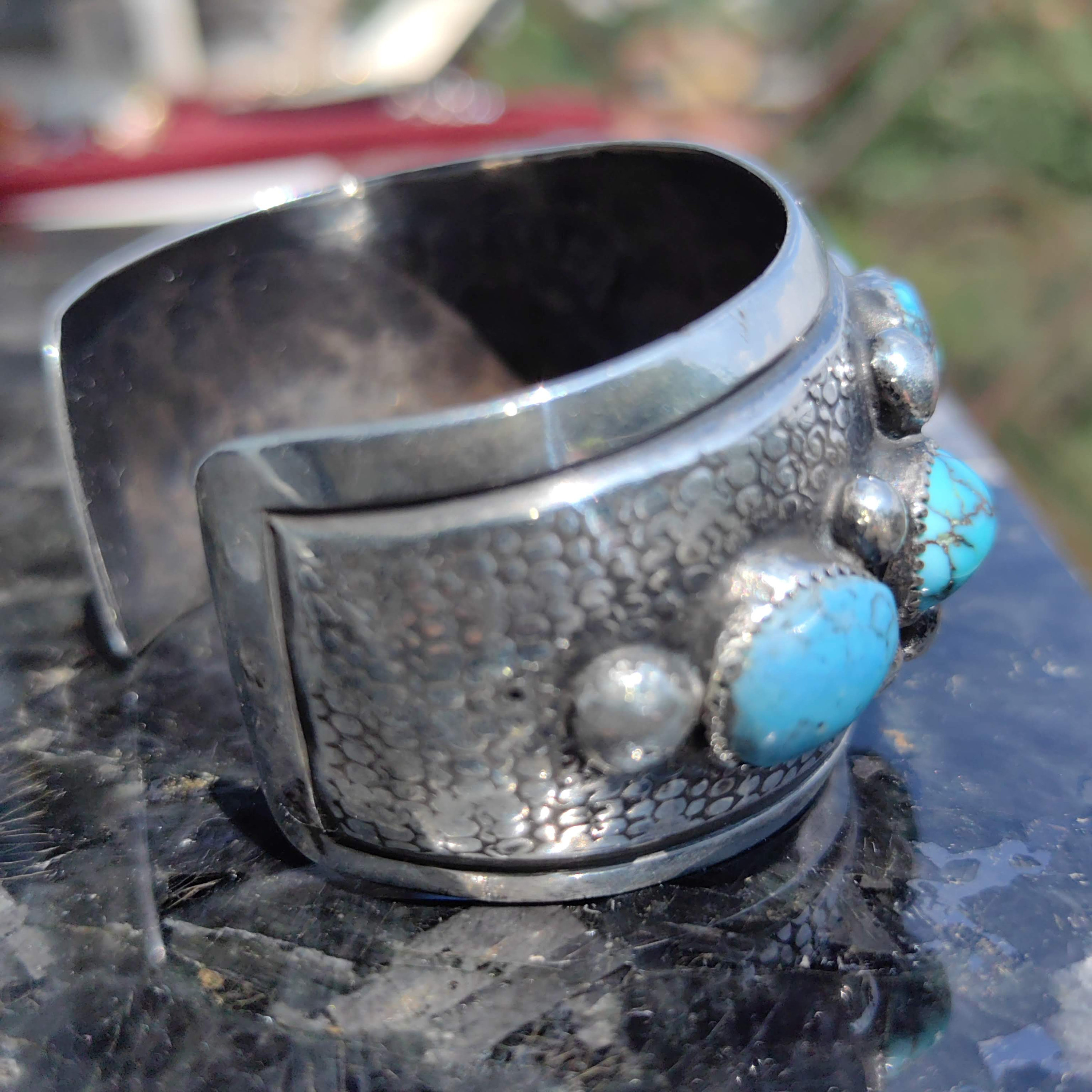 Vintage 1970s Navajo Natural Turquoise Hallmarked Sterling Vintage 1970s Navajo Natural Turquoise Hallmarked Sterling