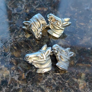 Vintage 1900s Silver Plated Metal Horse Equestrian Horse Riding Cufflinks