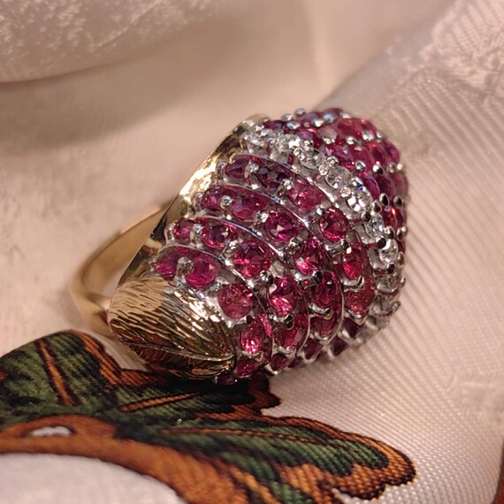 Art Deco 1930s  Natural Raspberry Red Ruby and Di… - image 11