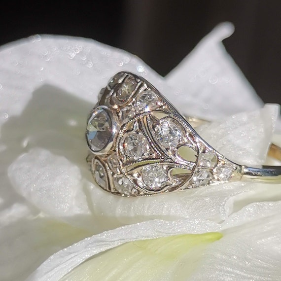 Art Deco Edwardian Diamond Gold Engagement Ring Gem