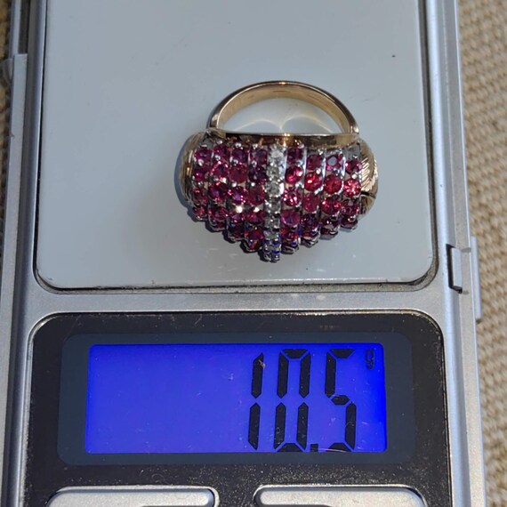 Art Deco 1930s  Natural Raspberry Red Ruby and Di… - image 7