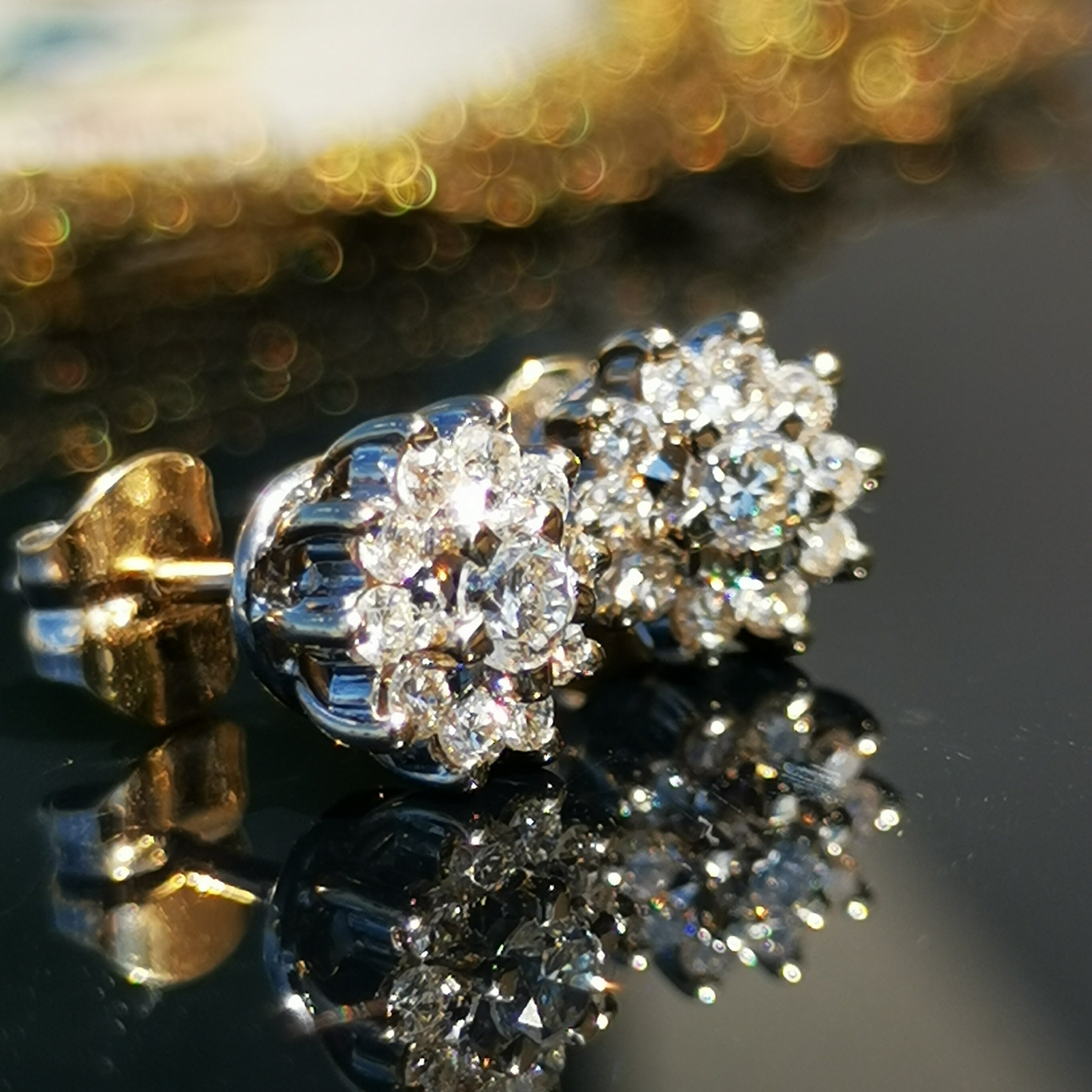 Antique Vintage 18k Solid White Gold 0.56 Ct. Diamond Floral Antique Vintage 18k Solid White Gold 0.56 Ct. Diamond Floral