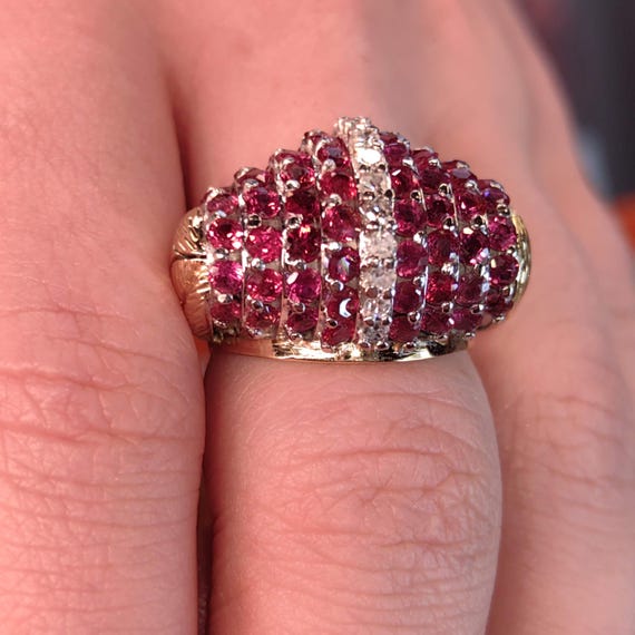 Art Deco 1930s  Natural Raspberry Red Ruby and Di… - image 5