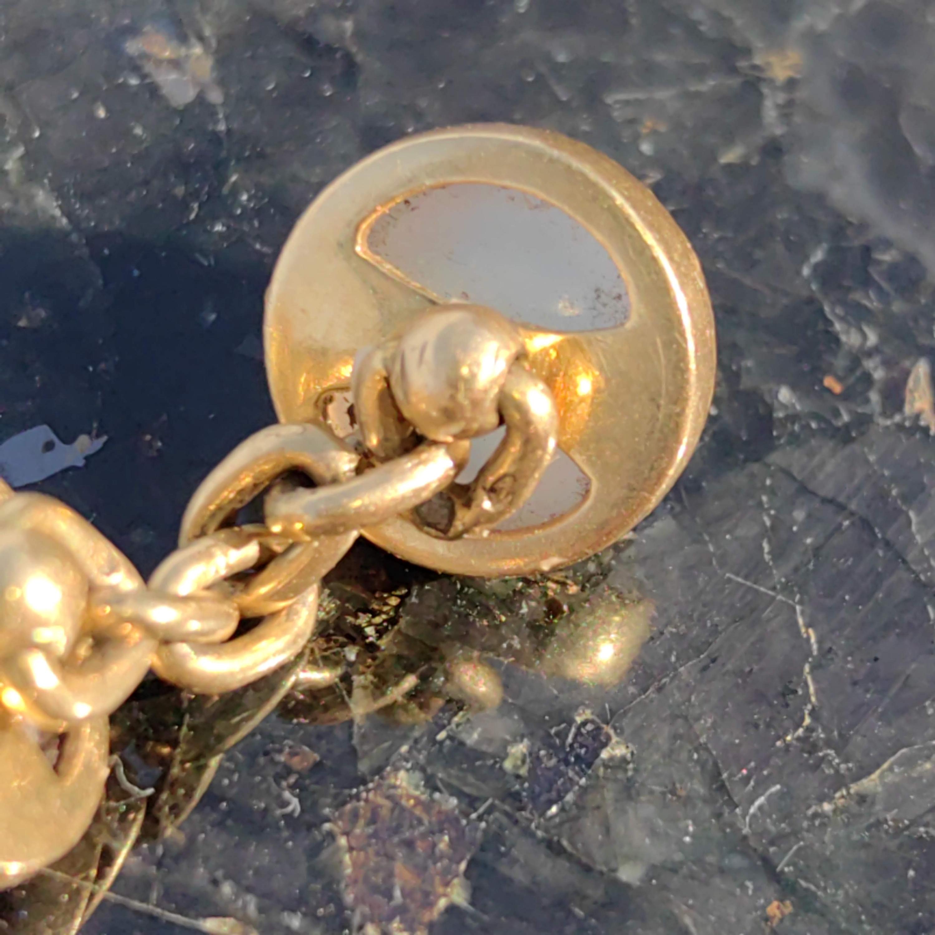 Boutons De Manchette Anciens En Or Rose 14 Carats Avec Perle - Occasion