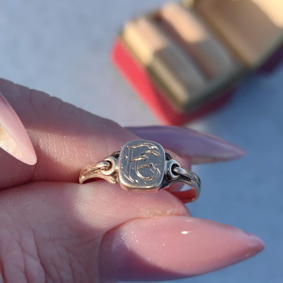 Solid Yellow Gold Antique F E Initials Letter Nam… - image 11