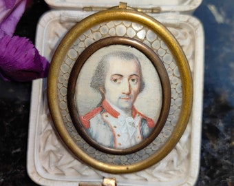 Antique Late 18th Century Vintage Miniature Southern European Hand Painted Portrait Pendant