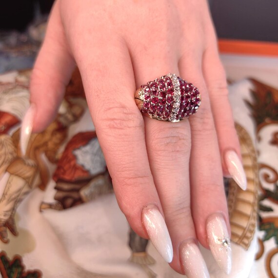 Art Deco 1930s  Natural Raspberry Red Ruby and Di… - image 8