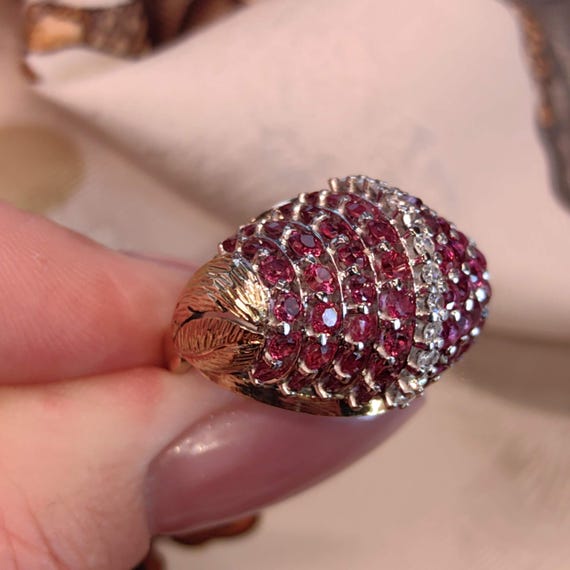 Art Deco 1930s  Natural Raspberry Red Ruby and Di… - image 16