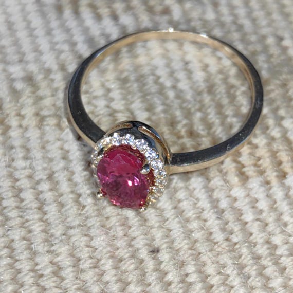 14k Solid Yellow Gold Artificial Ruby Cubic Zirco… - image 10