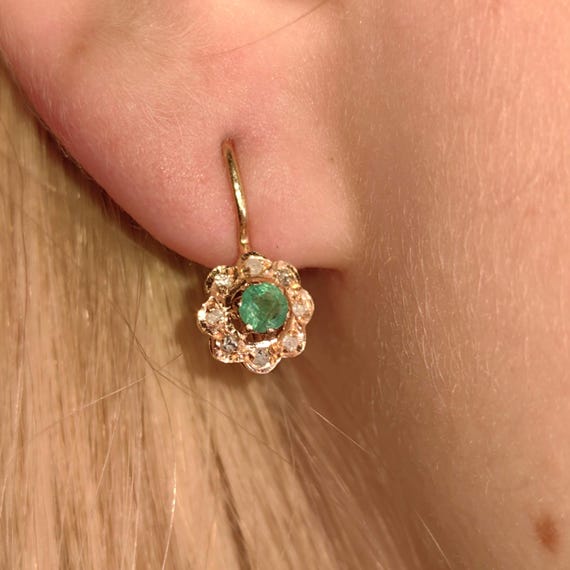 Diamond Natural Emerald Solid 14k Hallmarked Yell… - image 2