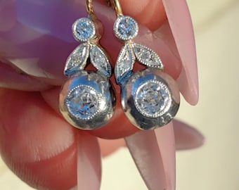Original Art Nouveau Antique Vintage Earrings, &quot;Buds&quot; Diamond Earrings, 0.68 ct diamond Gold Earrings, Floral Earrings, 1900s Earrings
