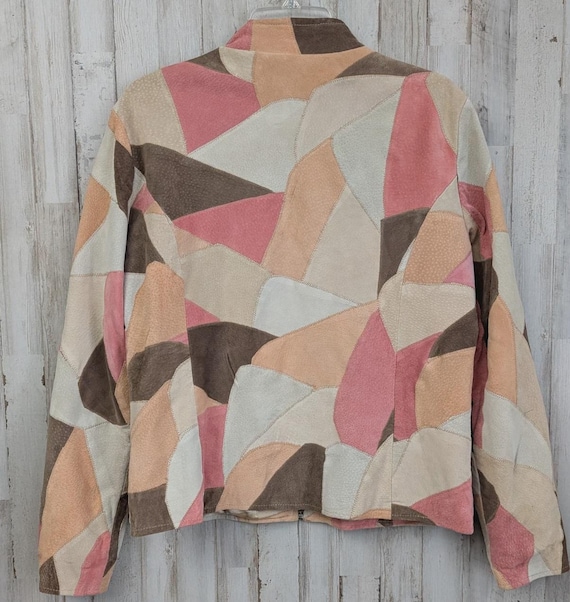 Vintage Multiples Patchwork Leather Jacket Pastel… - image 3