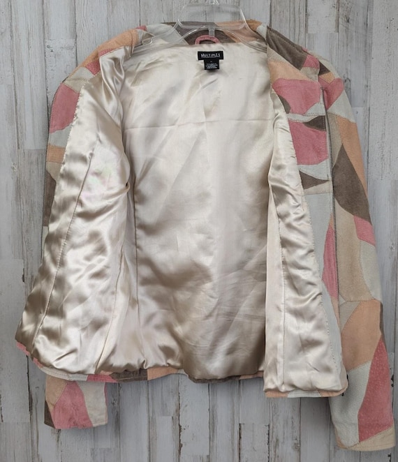 Vintage Multiples Patchwork Leather Jacket Pastel… - image 5