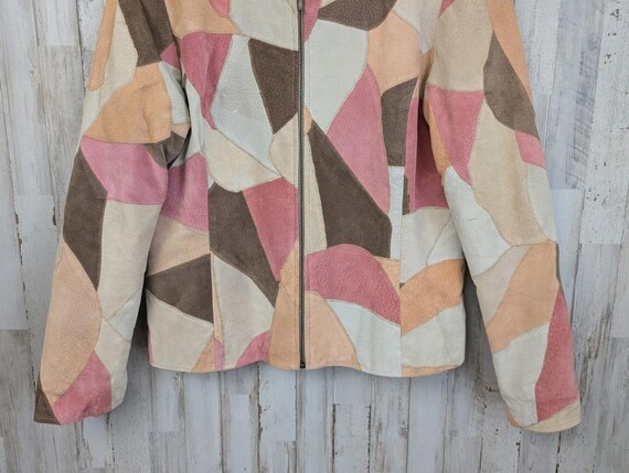 Vintage Multiples Patchwork Leather Jacket Pastel… - image 7