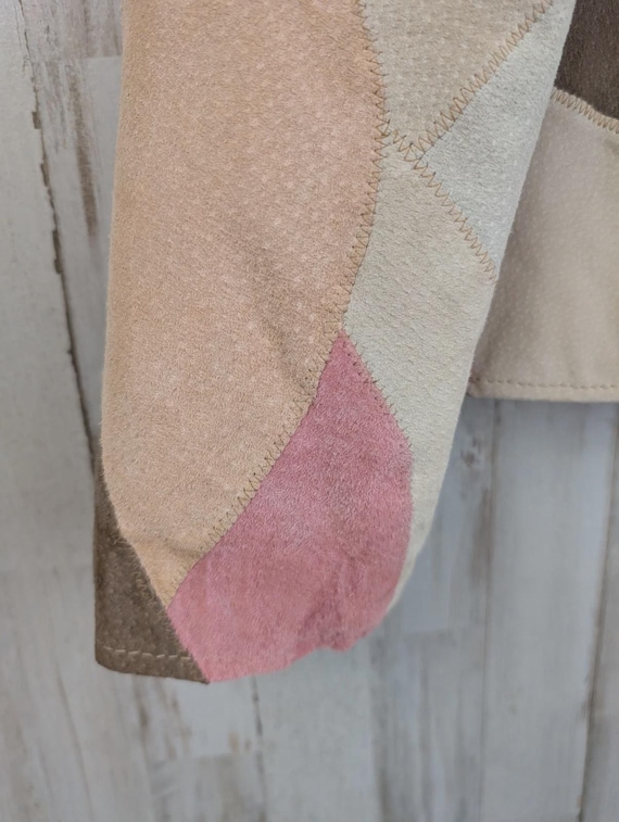 Vintage Multiples Patchwork Leather Jacket Pastel… - image 9
