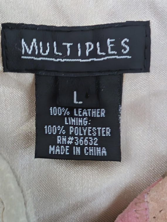 Vintage Multiples Patchwork Leather Jacket Pastel… - image 4