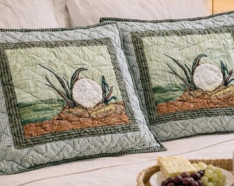 Set of 2 Vintage Quilted Golf Pillow Shams Embroidered Golf Ball Cottagecore Patch Magic