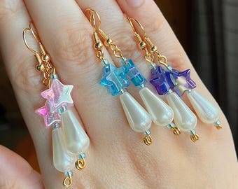 Handgemachte Stern Ohrringe - multicolour Spacecore Schmuck