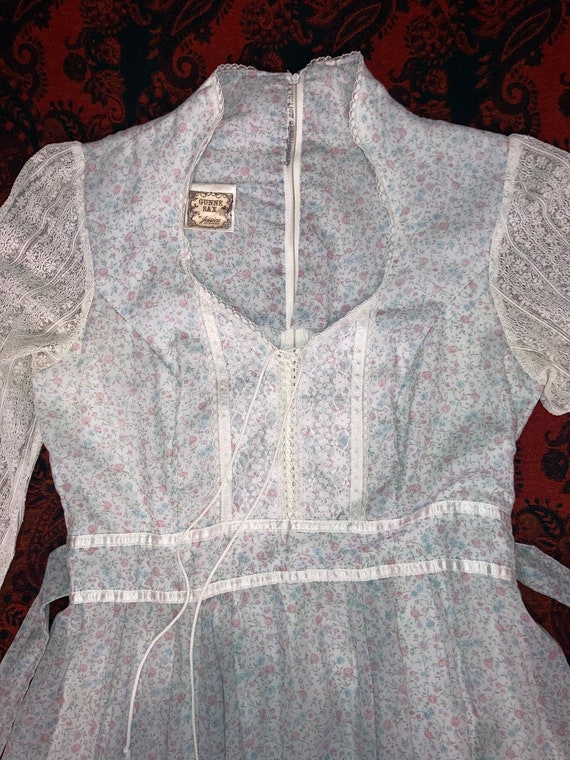 1970’s Gunne Sax light blue calico corset prairie dre… - Gem