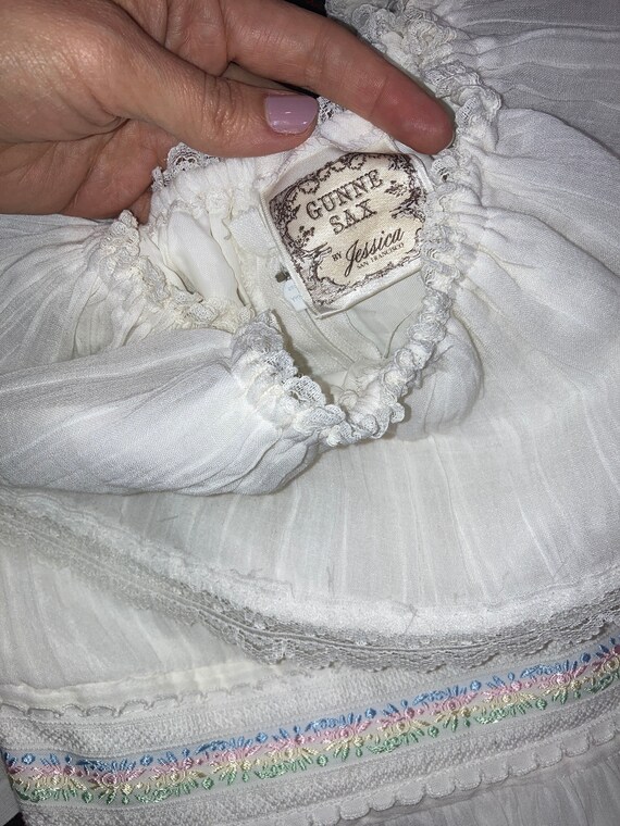 1970's Gunne Sax off the shoulder white prairie dress… - Gem