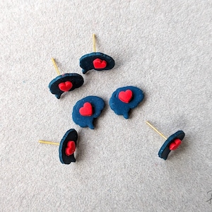 mini brain & heart stud earrings