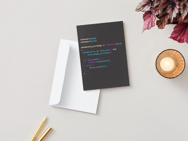 R Code Birthday Card – Data Science & Programmer Gift - Etsy