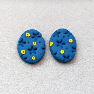 Starry night sky: handmade dark blue oval stud earrings