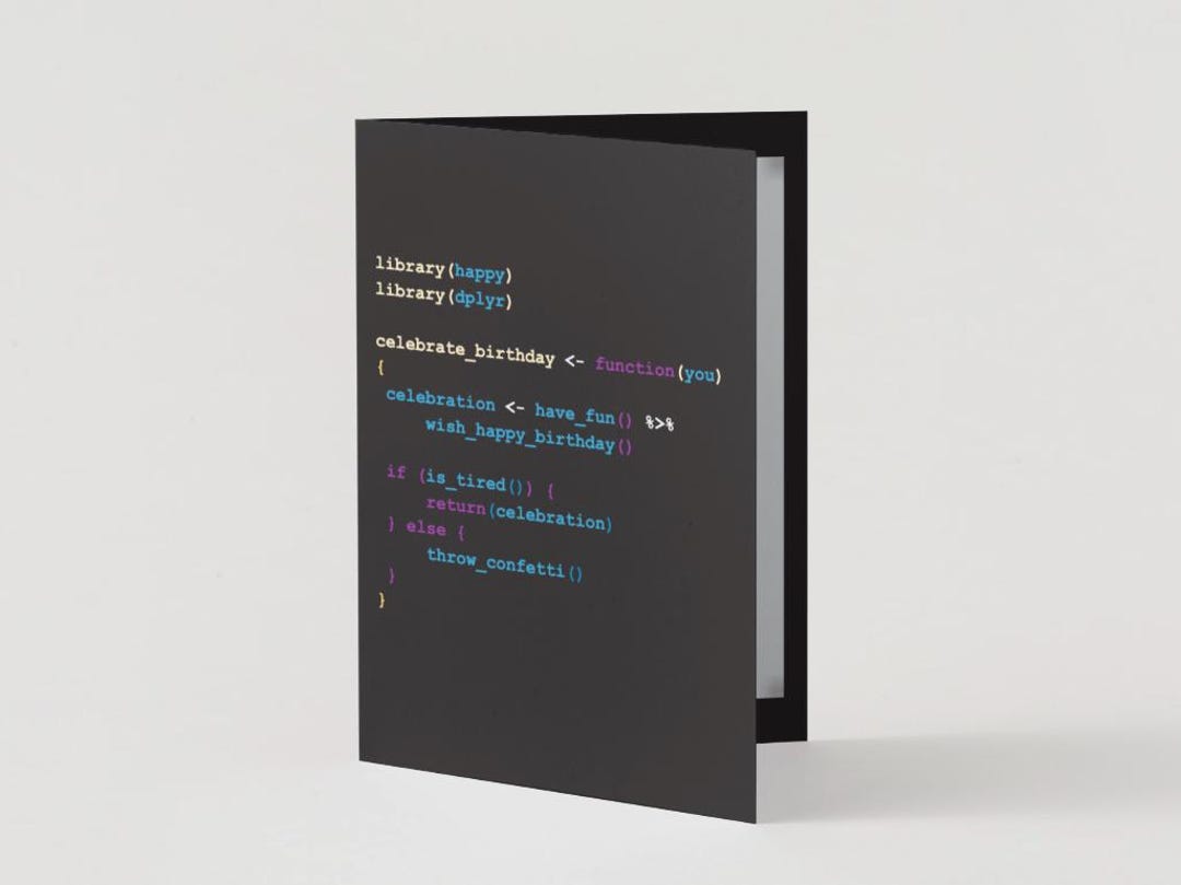 R Code Birthday Card – Data Science & Programmer Gift - Etsy
