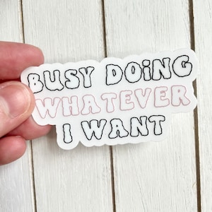 STICKER Busy Doing Whatever I Want Clear Sticker, Funny Cute Sticker, Water Bottle Sticker, Laptop Sticker, Sarcastic Sticker
